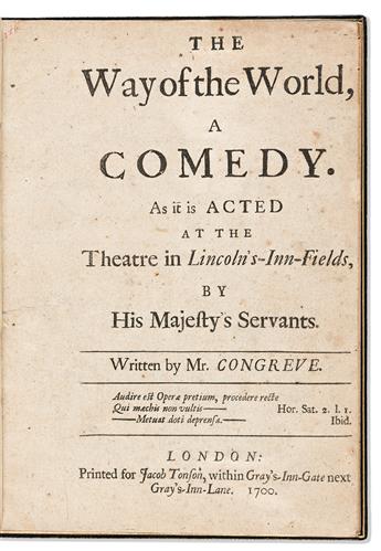 Congreve, William (1670-1729) The Way of the World, A Comedy.                                                                                    